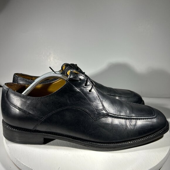 Cole Haan Eaton Mens Size 12 M Dress Shoes Leather Oxford Black Apron Square Toe - Picture 4 of 11